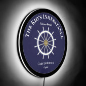 Funny Welcome Aboard Ship's Wheel LED Sign (Angle)