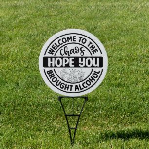 funny welcome drinking lovers sign