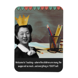 Funny Welcome Teacher Vintage Asian Woman Magnet