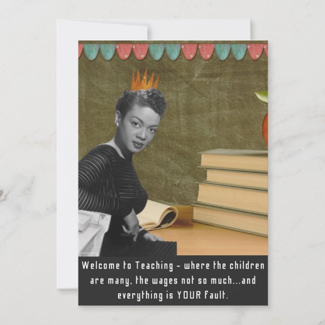 Funny Welcome Teacher Vintage Black Woman Card (Front)