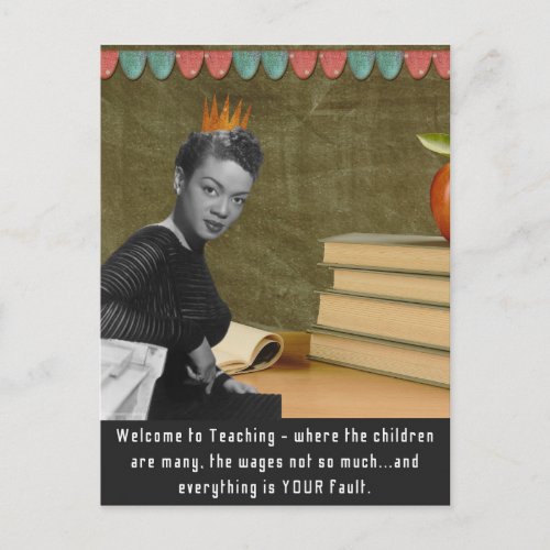 Funny Welcome Teacher Vintage Black Woman Postcard