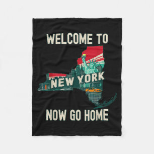 Funny Welcome To New York Retro Design, Funny New Fleece Blanket
