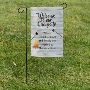 Funny Welcome to Our Campsite - Get Toasted Garden Flag
