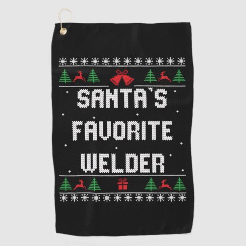 funny welder Christmas sweater Golf Towel