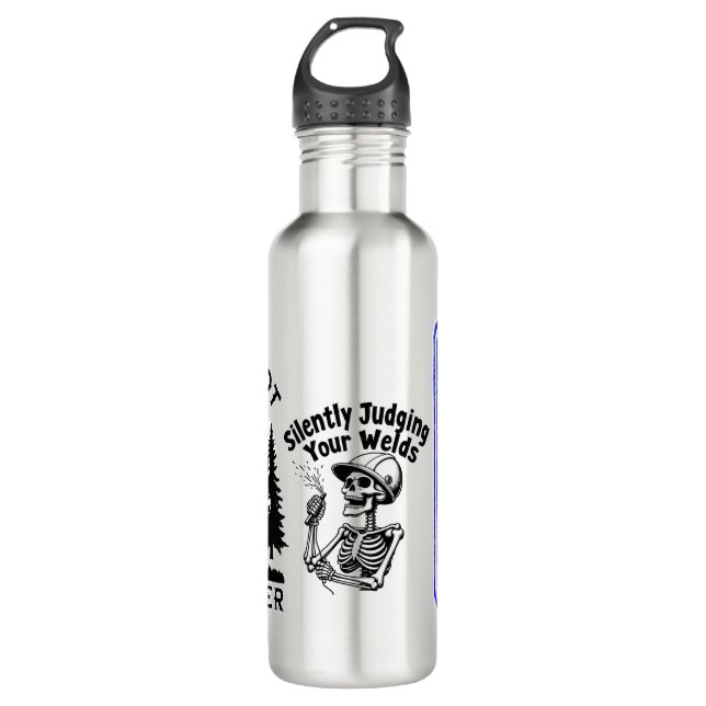 funny Welder welding  Silently Judging Your Welds  Stainless Steel Water Bottle (Front)
