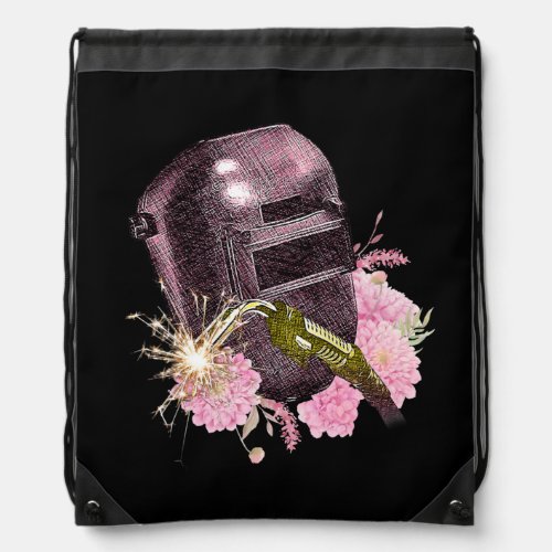 Funny Welding Welders Pink Helmet Welder Spark Drawstring Bag