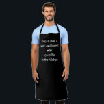 Funny 'Well-Seasoned Man' BBQ Chef Men Black Apron<br><div class="desc">Funny black apron with white text 'this is what a well-seasoned man looks like in the kitchen'.  Great gift idea for dad,  grandad,  husband,  boyfriend,  son,  brother or any man who loves to cook,  barbecue and grill.  To add a name click on the personalize button.</div>