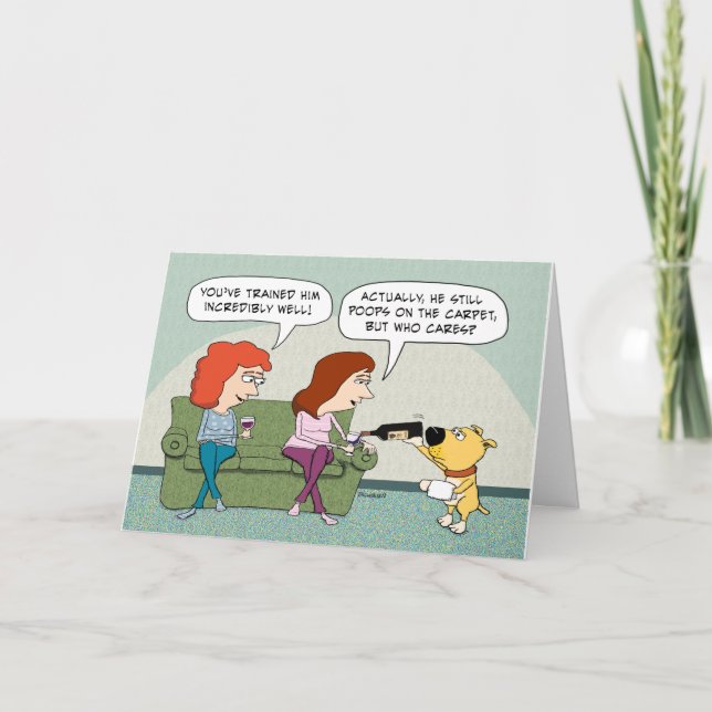 Funny Well-Trained, Wine-Serving Dog Birthday Card (Front)