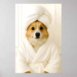 Funny Welsh Corgi Bathroom Print, Corgi In Poster