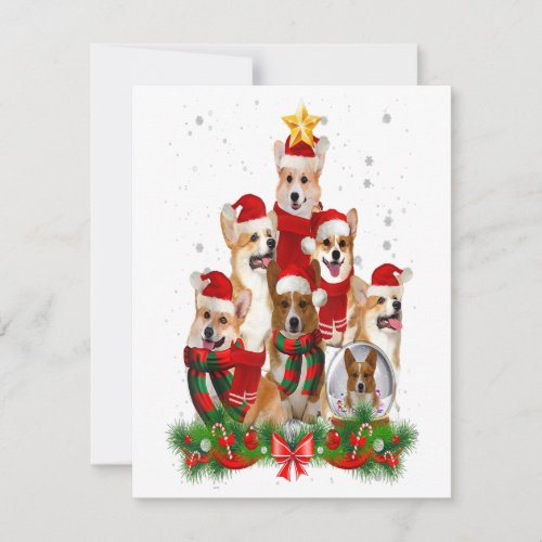 Funny Welsh Corgi Dog Christmas Tree Gift T_Shirt Invitation