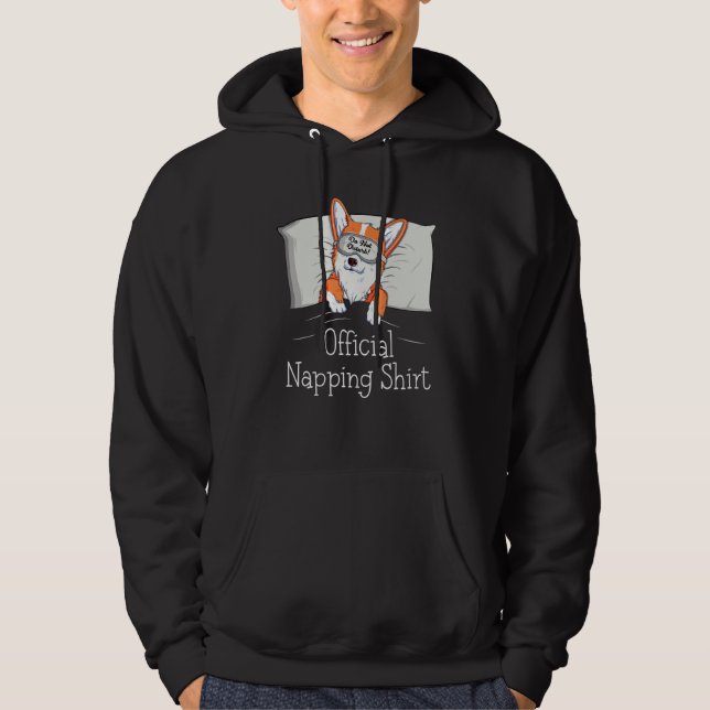 Funny Welsh Corgi Power Napper Dog Lover Napping Hoodie (Front)