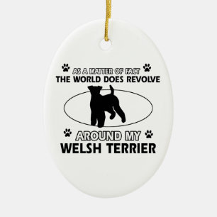 Funny welsh terrier designs ceramic ornament