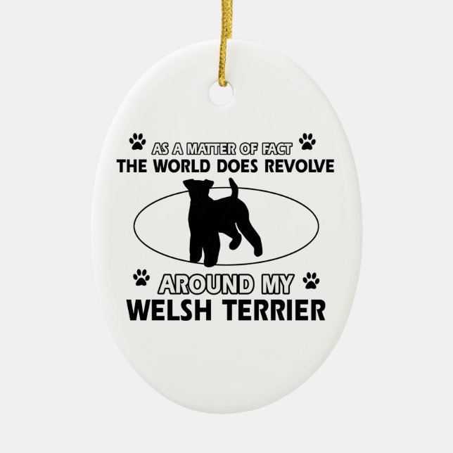 Funny welsh terrier designs ceramic ornament (Front)