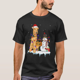 Funny Welsh Terrier Dog Christmas Snowman Xmas Lig T-Shirt