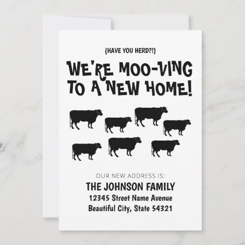 Funny Were Moving Cow Herd New Home Address Announcement