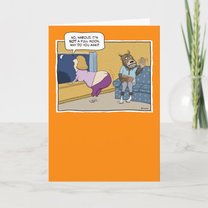 Funny Werewolf And Full Moon Halloween Card Zazzle Com