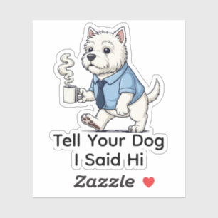 Funny West Highland Whit Dog Business Suit Coffee Sticker