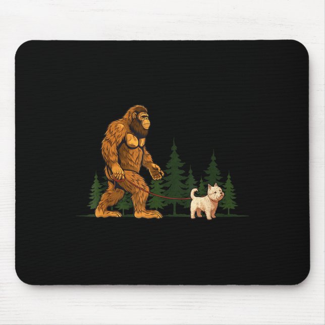 Funny West Highland White Terrier Westie Bigfoot D Mouse Pad (Front)