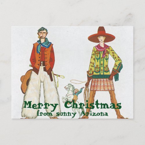 Funny Western Wear Christmas From Arizona Holiday Postcard