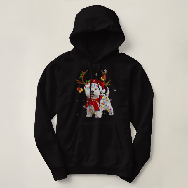 Funny Westie Christmas Tee Reindeer Christmas Ligh (Design Front)