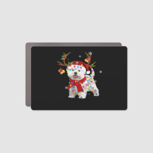 Funny Westie Christmas Tee Reindeer Christmas Ligh Car Magnet