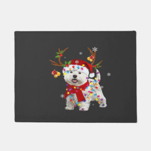 Funny Westie Christmas Tee Reindeer Christmas Ligh Doormat