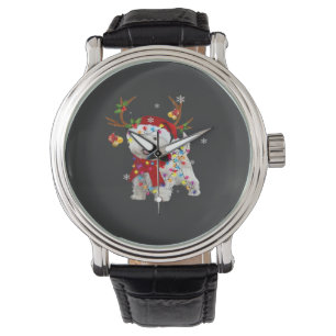 Funny Westie Christmas Tee Reindeer Christmas Ligh Watch