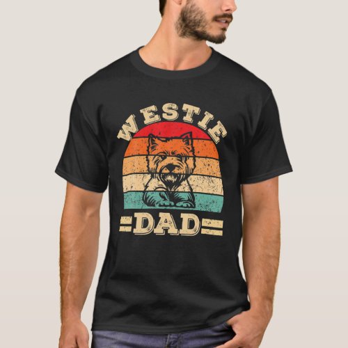 Funny Westie Dad Print Dog Vintage Retro T_Shirt