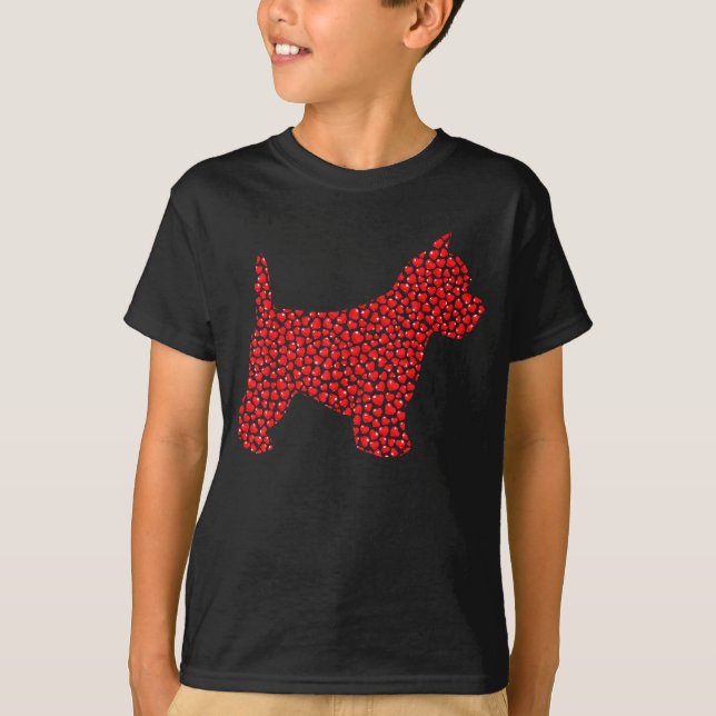 Funny Westie Dog Lover Hearts Love Westie Valentin T-Shirt (Front)