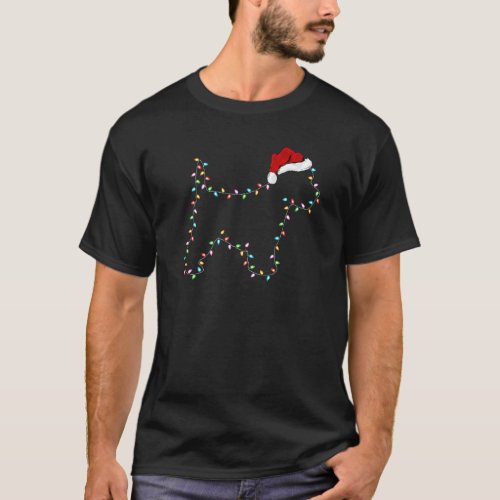 Funny Westie Dog Xmas Lighting Santa Hat Westie Ch T_Shirt