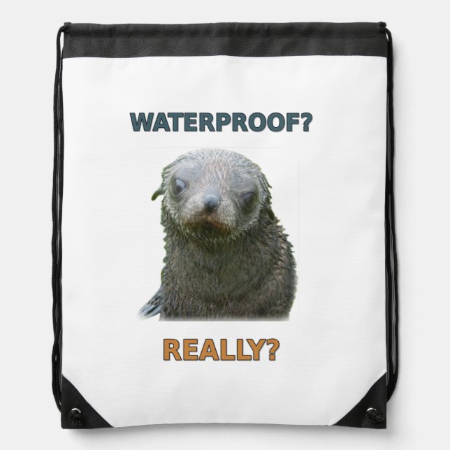 Funny Wet Seal Pup Drawstring Bag (Front)