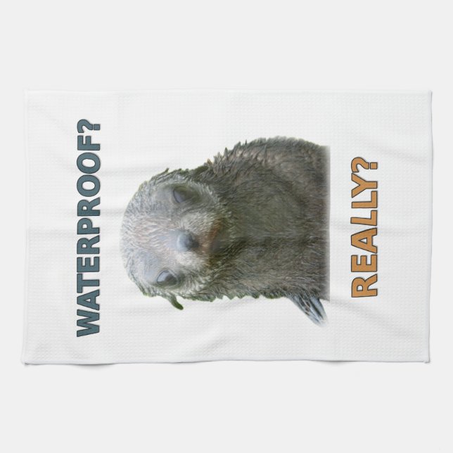Funny Wet Seal Pup Kitchen Towel (Horizontal)