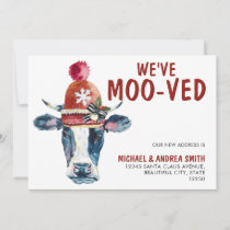 Funny We've Moo-ved Christmas Cow Holiday Moving Announcement