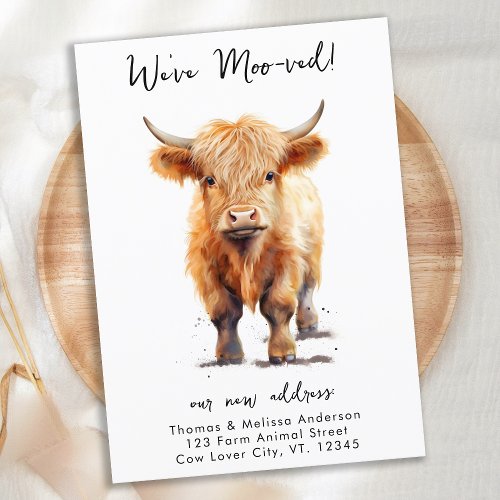 Funny Weve Moo_ved New Address Highland Cow Moving Announcement