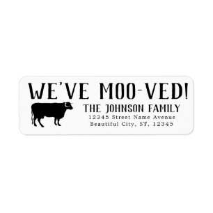 Funny We've Moved Black Cow Change Address Moving Label