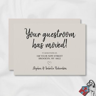 Funny We've Moved Cream Black Moving Announcement