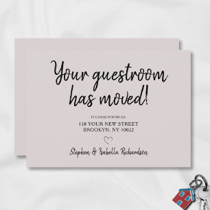 Funny We've Moved Pink Black Moving Announcement