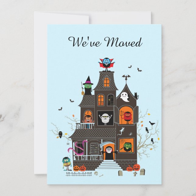 Funny We've Moved Spooky Haunted House Address (Front)
