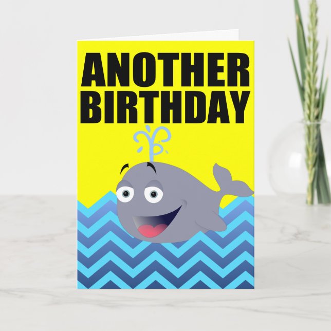 Funny Whale Birthday Cartoon Card (Front)