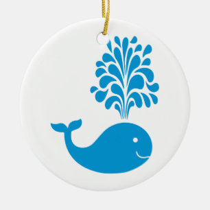 Funny whale ceramic ornament