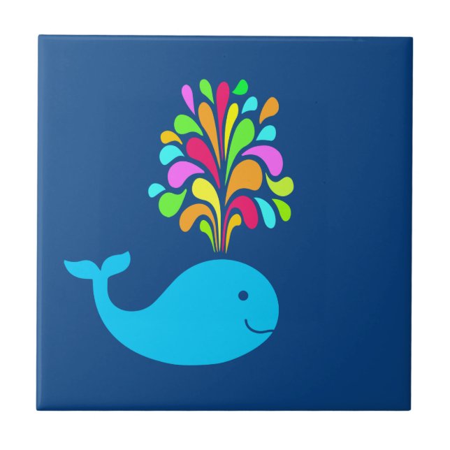 Funny whale ceramic tile (Front)