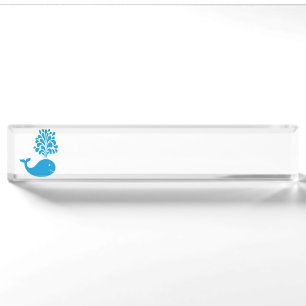 Funny whale desk name plate