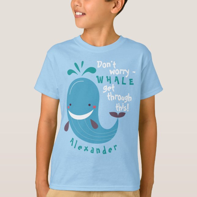 Funny Whale Get Through This Kids T-Shirt (Front)