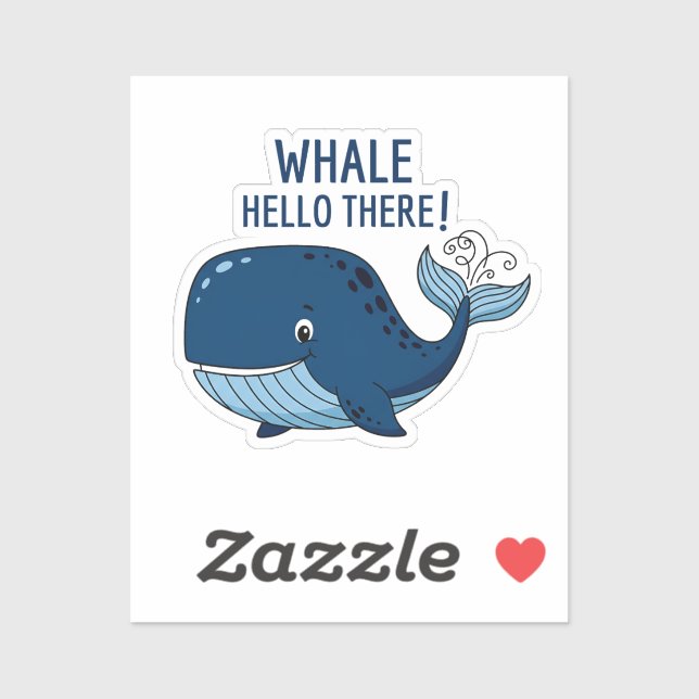 Funny Whale Hello There Pun Cute Ocean Animal Sticker (Sheet)