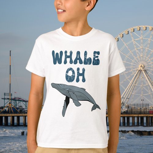 Funny Whale Humorous Retro Blue  Gray T_Shirt