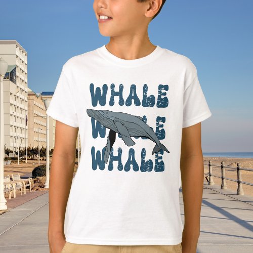Funny Whale Humorous Retro Blue  Grey T_Shirt