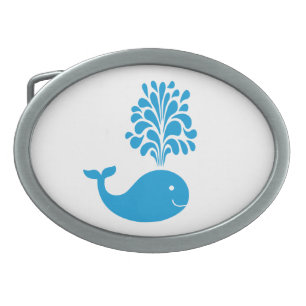 Funny whale oval belt buckle
