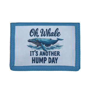 Funny Whale Pun "Oh Whale" Hump Day Design Tri-fold Wallet