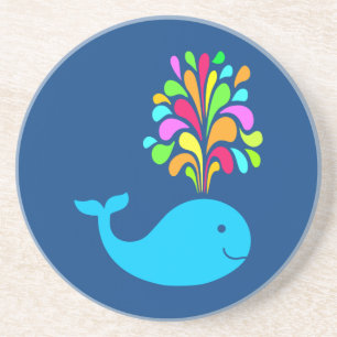 Funny whale sandstone coaster
