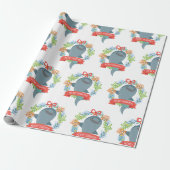 Funny Whale Shark Christmas Wrapping Paper (Unrolled)